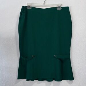 NYCC Women's Deep Green Pencil Skirt with Flounce Hem
